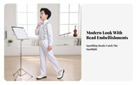Children's Choir Sparkle Performance Costume, Boys Dance Stage Outfit, Vibrant Colors, Necktie Included