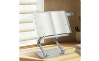 Book Stand with Page Clips Stable Adjustable Book Holder Portable Metal Textbook Stand for Desk, Office