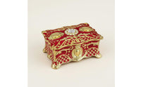 Vintage Metal Jewelry Box Velvet Lined Interior Enamel Jewelry Holder for Bride