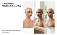Visible Ears Smooth Surface Female Bust Mannequin PVC Mannequin Display Head