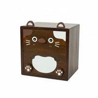 Cute Wooden Makeup Organizer Sturdy Wood Desktop Organizing Drawers Cartoon Creature Desk Cabinet No Assembly Required for Girls