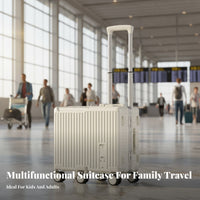 Combination Lock Rideable Suitcase Adjustable Pull Rod Kids Rideable Luggage 360° Silent Wheels for Parents, Airport, Vacation, Trips