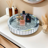 Rotating Makeup Organizer Rhinestone Decoration Rotating Cosmetic Tray Sparkling Design Household Storage for Dresser