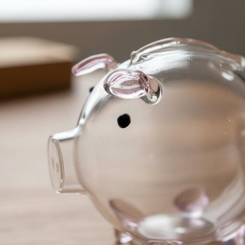Clear Glass Piggy Bank Small Size Glass Piggy Bank Mini Pig Coin Box Sleek Feel Transparent Piglet Figurine for Nursery