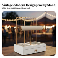 Jewelry Display Stand Large Capacity Earring and Necklace Holder Earring and Bracelet Holder Stable Base Crossbar Jewelry