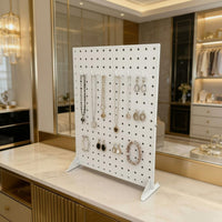 Metal Pegboard Display Stand Space-Saving Metal Pegboard Display Stable Base Freestanding Perforated Panel for Retailers, Market Stalls, Entryway
