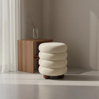 Cream Design Round Ottoman Comfortable Seating Soft Makeup Stool for Women