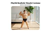 Muscular Appearance Padded Muscle Shirt Bulk Up Effect Fake Abs Costume Top Fiberfill Padding for Children, Adults, Cosplay, Party