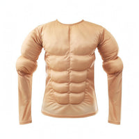 Fake Muscle T-Shirt Long Sleeve Muscle Torso Shirt Crew Neck for Role Play