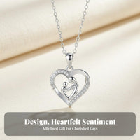 Mother Child Hug Necklace Creative Gift Idea Mother Child Heart Necklace