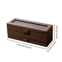 Watch Display Case with Glass Lid Vintage Watch Box with Drawer Clear