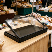 Aluminum Card Case Clear Acrylic Top Jewelry Display Stand for Vendors