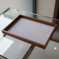 Velvet Jewelry Display Tray Peach Wood Finish for Dresser Top