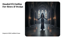 Hooded Lace Mermaid Dress Slim Fit Long Sleeve Fishtail Gown Bell Sleeves