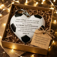 Soccer Heart Keychain Lightweight Soccer Ball Heart Pendant Presentable Dimensional Ball Keychain for Backpack