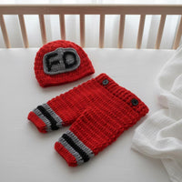 Newborn Firefighter Photo Prop Set Soft Yarn Crochet Firefighter Costume Adorable Design Infant Fireman Uniform Set for Newborns, Milestone Photos