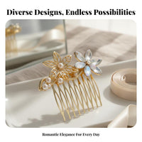 Decorative Hair Comb Foliage and Flower Design Crystal Hair Comb Shimmering Crystal S Elegant Design for Nuptial Celebrant