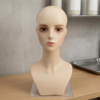 Hairpiece Display Mannequin Head Neck and Torso Hairpiece Mannequin Bust Realistic
