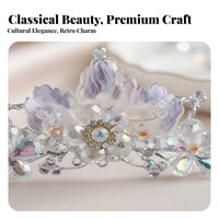Traditional Chinese Attire Hairpiece Elegant Design Iridescent Flower Hair Crown Crystal Bead Crown Handmade Vintage