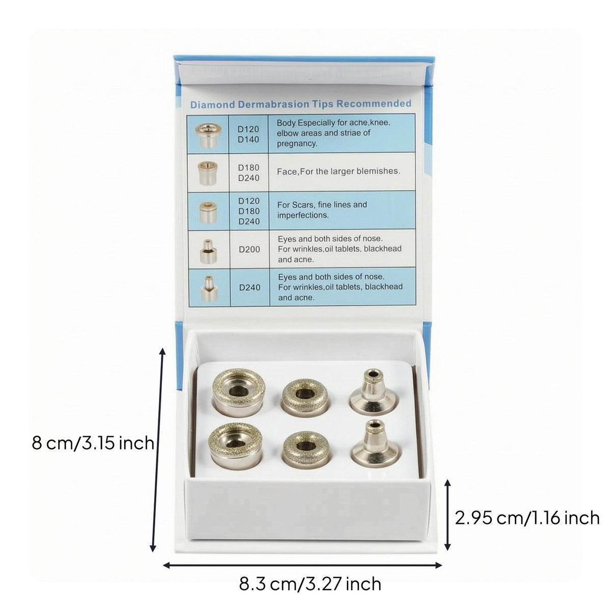 6 Pieces Abrasive Dermabrasion Head Tapered Microcrystal Grinding Tip