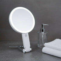 3-Color Light LED Makeup Mirror Dimmable Beauty Tool Foldable for Dressing Table, Travel
