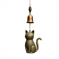 Cat Wind Chime Small Bell Bronze Cat Chime Outdoor Use for Garden