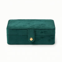 Velvet Jewelry Box Compact Jewelry Box with Snap Button Multi-Compartment