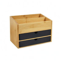 Bamboo Desk Drawer Organizer Compact Desktop Drawer Storage Box Space-Saving
