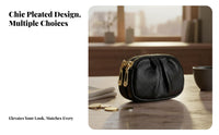 Pleated Coin Purse Small Size Mini Change Wallet Double Fastener Pouch Multi-Functional Zip Coin Pouch Minimalist Design