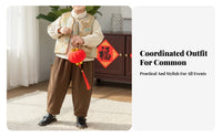 Boys' Tang Suit Set, Traditional Chinese Design, Winter Thickened Three-Piece New Year Outfit