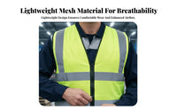 Reflective Safety Vest Lightweight High Visibility Work Vest Safety Workwear Long-Lasting Fastener Front Closure