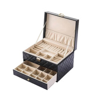 Jewelry Box with Mirror Hard-Sided Jewelry Box with Drawers Sturdy for Vanity