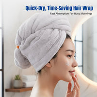 Thickened Textured Coral Fleece Hair Drying Cap, Turban, Quick-Dry Towel Hat, Soft Wrap