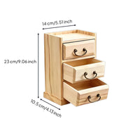 3 Drawer Desk Organizer Metal Pull Handles Wood Desktop Storage Cabinet Top Tray Wooden Storage Box