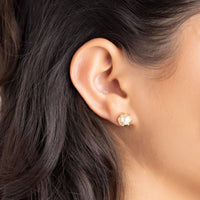 Floral Pearl Studs Light Luxury Gold Flower Studs Delicate for Party
