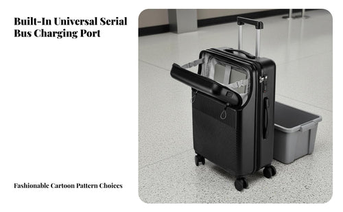 USB Charging Port Frontentry Suitcase Laptop Sleeve Rolling Luggage Combination Lock Carry-on Bag Dedicated Electronics Compartment for Travelers, Business Professionals, Airports, Vacation, Short Break Getaways, Short Trips