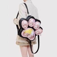 Paw Print Showcase Backpack Large Capacity Paw Print Display Backpack Japanese Style Fashion Accessory for Teens, Collectors, Conventions