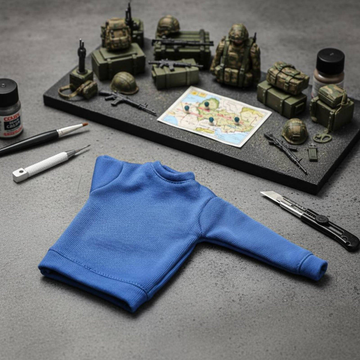 Crew Neck Doll Sweatshirt 1/6 Scale Blue Doll Sweatshirt 12-Inch