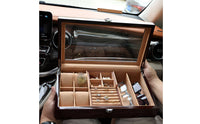 Watch Display Case with Glass Lid Tabletop Wooden Display Case Transparent