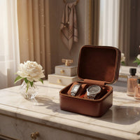 2 Compartment Watch Box Shielding Double Watch Travel Case Abrasion Protection Sturdy Hard Shell for Travelers
