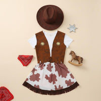 Cowboy Costume Set Fringed Vest Western Themed Outfit Family Matching Cowgirl Costume Set for Halloween
