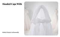 Tulle Cape with Train Multi-Layered Transparent Mesh Poncho Tie-Neck Closure
