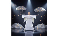 Celestial Costume with Feathered Appendages and Radiant Circlet Soft Material Kids Celestial Dress with Feathered Appendages And