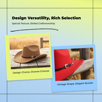 Cowboy Fedora Hat, Wool, Adjustable, Unisex, Outdoor