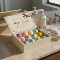 12 Pieces Bath Gift Box Ribbon Bow Graphic Gift Set Bath Decorative