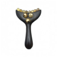 Wooden Face Massage Tool Polished Finish Wooden Face Massager Gold-Colored Metal