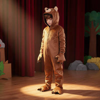 Kids Bear Costume Comfortable Fit Brown Bear Jumpsuit All Seasons Wear for Girls