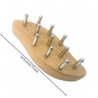 Wooden Gua Sha Comb with Steel Pins Portable Gua Sha Comb Rounded for Home
