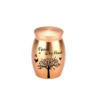 Small Metal Memorial Urn Fitted Lid Rounded Metal Urn Portable Size