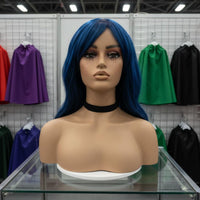 Mannequin Head with Shoulders Realistic Skin Tone Cosplay Hairpiece Mannequin Ear Holes Hairpiece Display Head for Shop Window